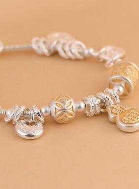 葫芦六字真言手链ins风diy手工盘缠描金葫芦六字真言散珠吉言手饰