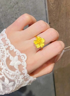 黄金色流苏繁花锁骨链轻奢百搭高级感时尚气质潮精致戒指饰品套链