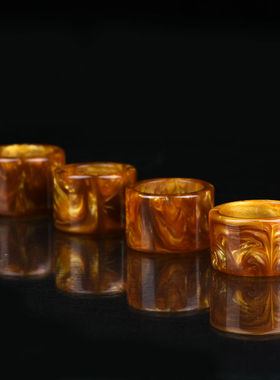 天然金丝海柳黑珊瑚把玩戒指