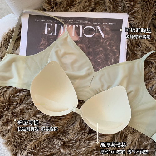 牛奶丝薄款无痕裸感无钢圈内衣女聚拢大胸显小收副乳防下垂文胸罩 - 图1