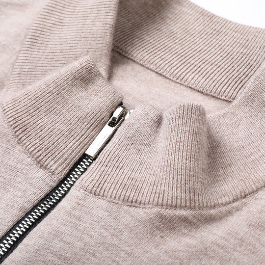 2024秋季新款男士半高拉链领羊绒衫薄款中领羊毛衫纯色毛衣打底衫