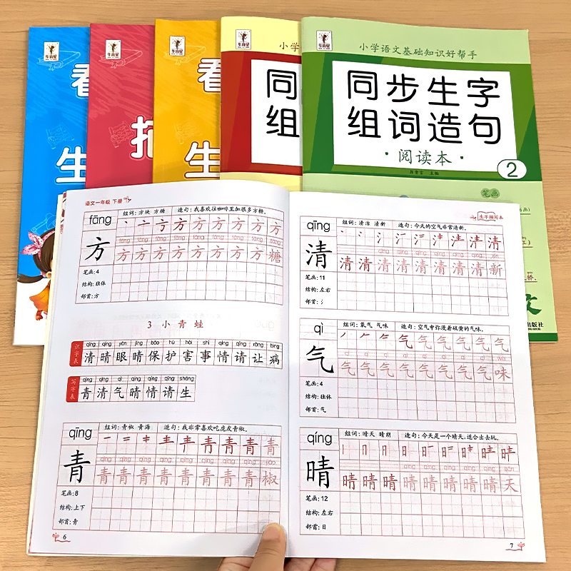 一年级上册下册生字组词造句阅读本笔顺看拼音写词语生字注音描写本小学生语文数学口算应用题专项训练同步人教部编版练习册天天练-图0