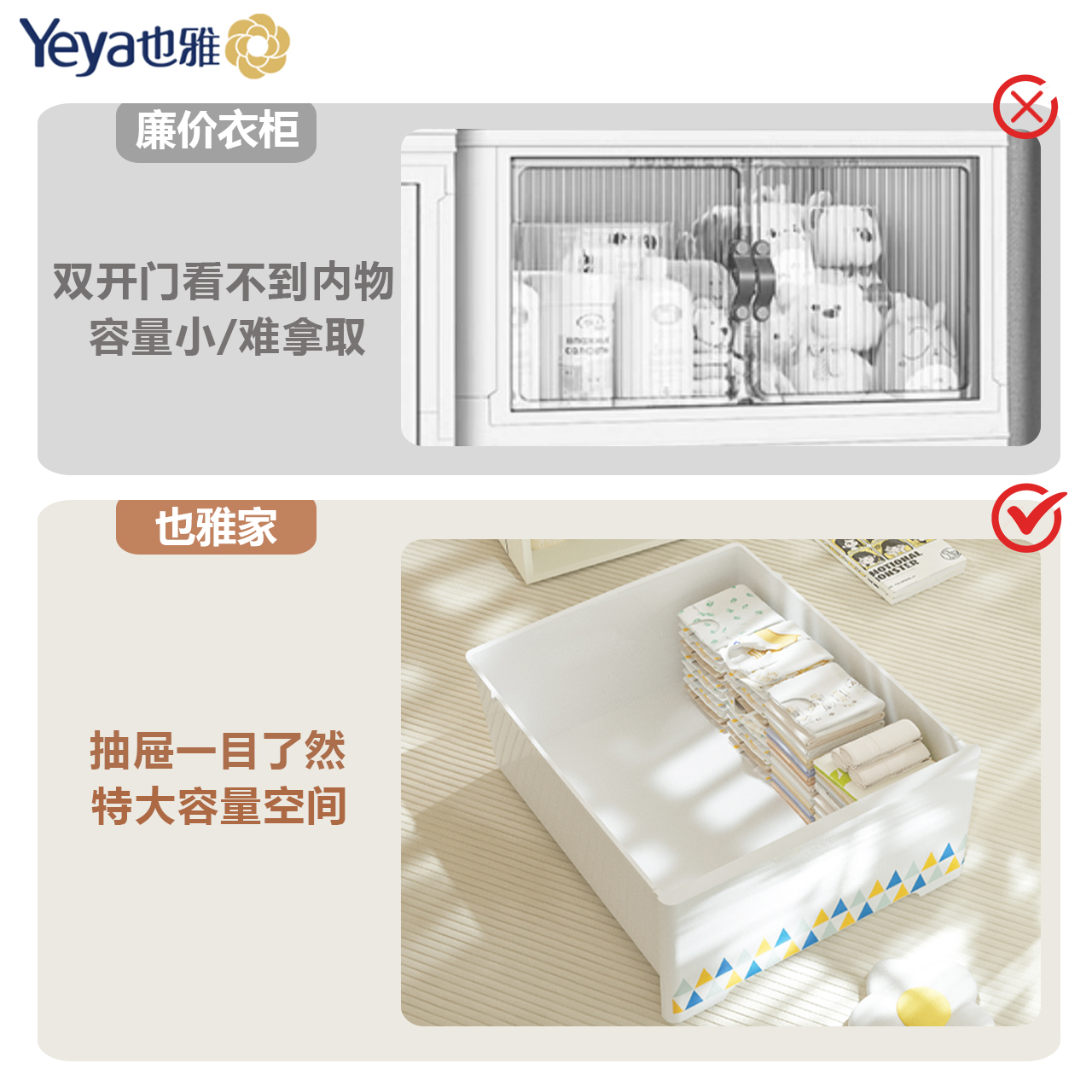 也雅加大号收纳柜塑料宝宝柜子婴儿衣柜儿童储物柜玩具置物柜衣橱