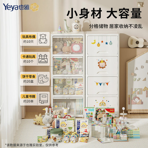也雅翻盖式收纳柜塑料儿童衣柜宝宝玩具储物柜客厅靠墙婴儿简易柜 - 图0