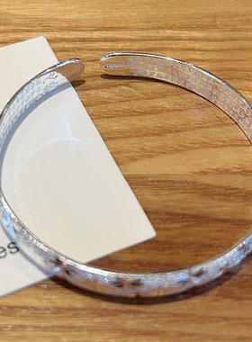 足银9999满天星内心经开口手镯女时尚轻奢气质实心纯银镯子高级