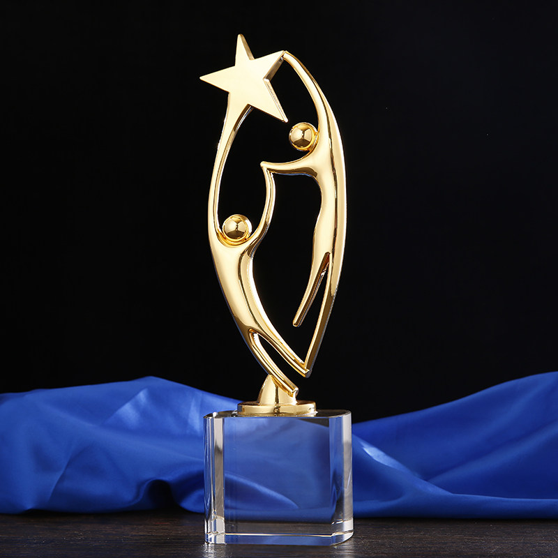 双人举星金属水晶奖杯啦啦队双人舞合作共赢颁奖礼品活动颁奖奖杯,淘宝优惠券,粉丝福利购,淘宝优惠卷