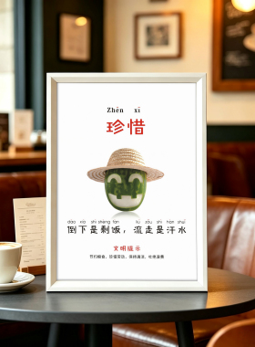 食堂文明就餐节约粮食警示挂画
