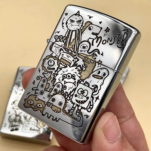 【超玩EDC】佐罗902亮铬机器人怪兽小摩托精雕煤油打火机男士送礼 - 图0
