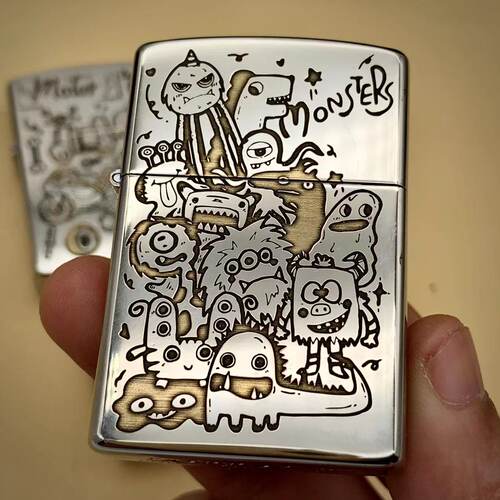 【超玩EDC】佐罗902亮铬机器人怪兽小摩托精雕煤油打火机男士送礼 - 图2