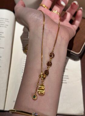 纯银S925新中式丝绒拉丝工艺福禄葫芦项链轻奢精致复古气质锁骨链