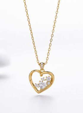 时尚欧美热销s925纯银心形轻奢小众高级设计锁骨链唯美百搭项链女