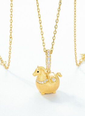 2026新款生肖马年俏皮唐马吊坠百搭925纯银手工拉丝项链女DIY设计