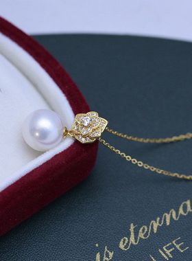 淡水10-11mm白色正圆强光细微瑕珍珠吊坠女S925银山茶花项链2026