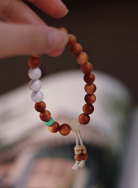 蒙松石崖柏手串手链情绪稳定菩提白松石舒缓复古香气手串情侣手链