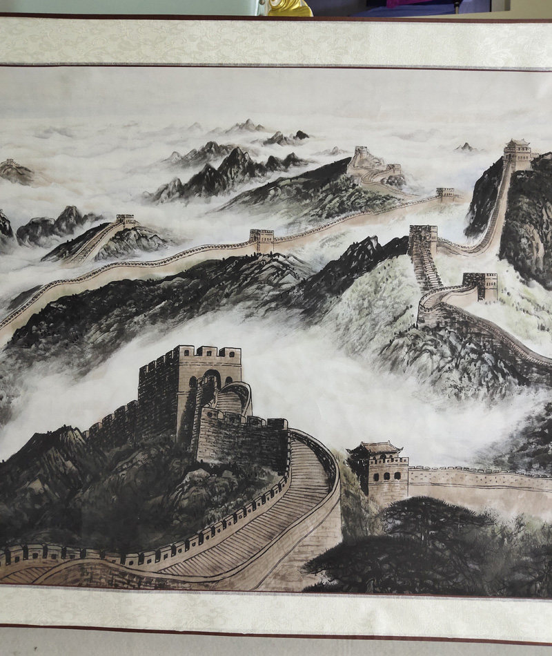四尺国画卷轴字画山水画客厅办公室装饰画风水画中式长城雄风f