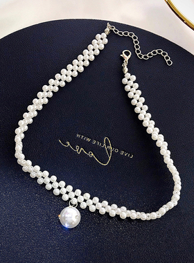 choker韩国甜美风仙气珍珠项链
