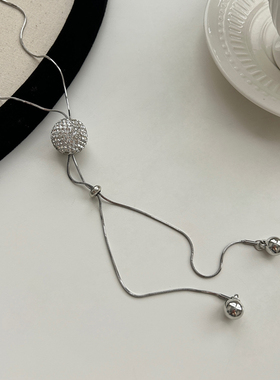 秋冬长款钻球毛衣链锁骨链配饰女