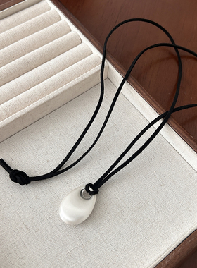 韩国博主同款拉丝椭圆项链女配饰