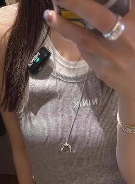 向日葵欧尼同款银色吊坠项链女