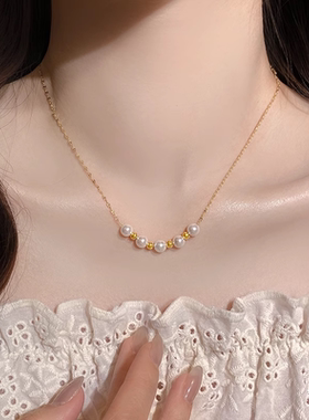 金色珍珠串珠项链女2025新款配饰