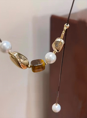 不规则几何珠珠毛衣链女项链配饰