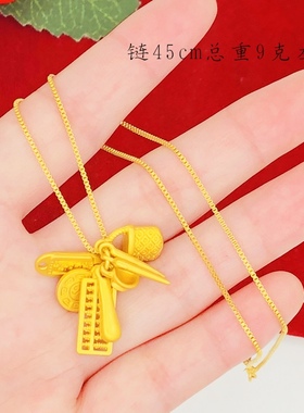 沙金算盘项链男女款结婚送宝宝