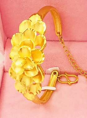 花朵手镯沙金孔雀铜镀金经典结婚