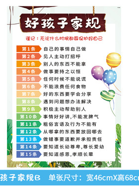 小学生好孩子守则习惯养成墙贴画
