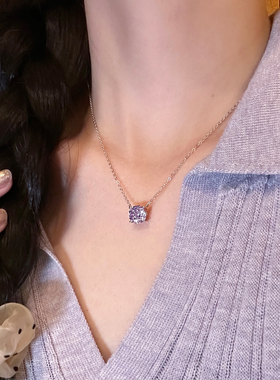 赵露思同款玫瑰花切钻石项链