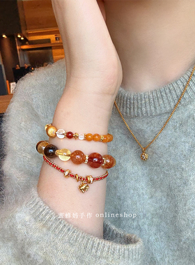 蜜蜡拉丝葫芦手串女秋冬手链