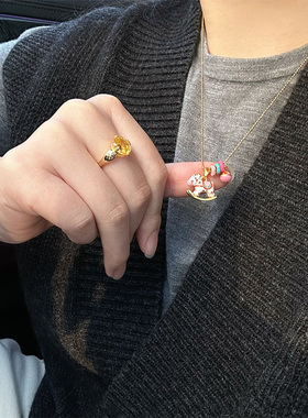 马上有钱童趣木马铃铛吊坠项链