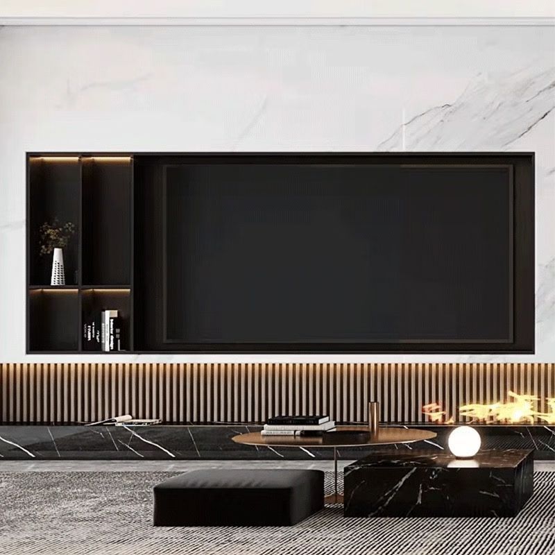 Stainless steel TV niche embedded 75/85/100/65 inch Internet celebrity custom background TV cabinet one-piece metal
