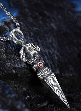 S925纯银降魔金刚杵项链吊坠挂坠