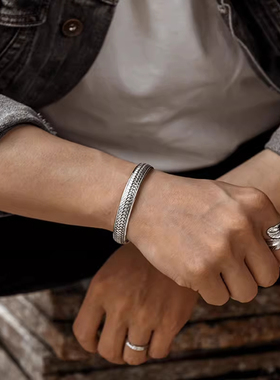 泰银心经手镯编织面情侣经文开口