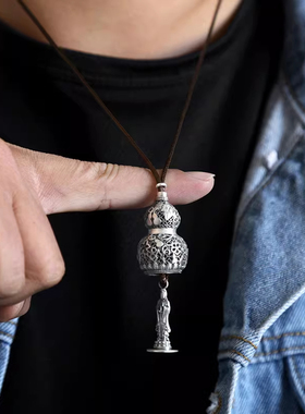 999足银葫芦吊坠观音笑佛纯银