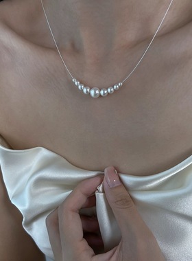 施家强光珍珠纯银渐变项链