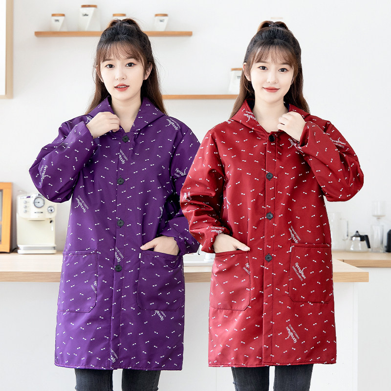 加绒罩衣大人围裙家用厨房做饭长袖防水防油女加厚外套工作服冬季,淘宝优惠券,粉丝福利购,淘宝优惠卷