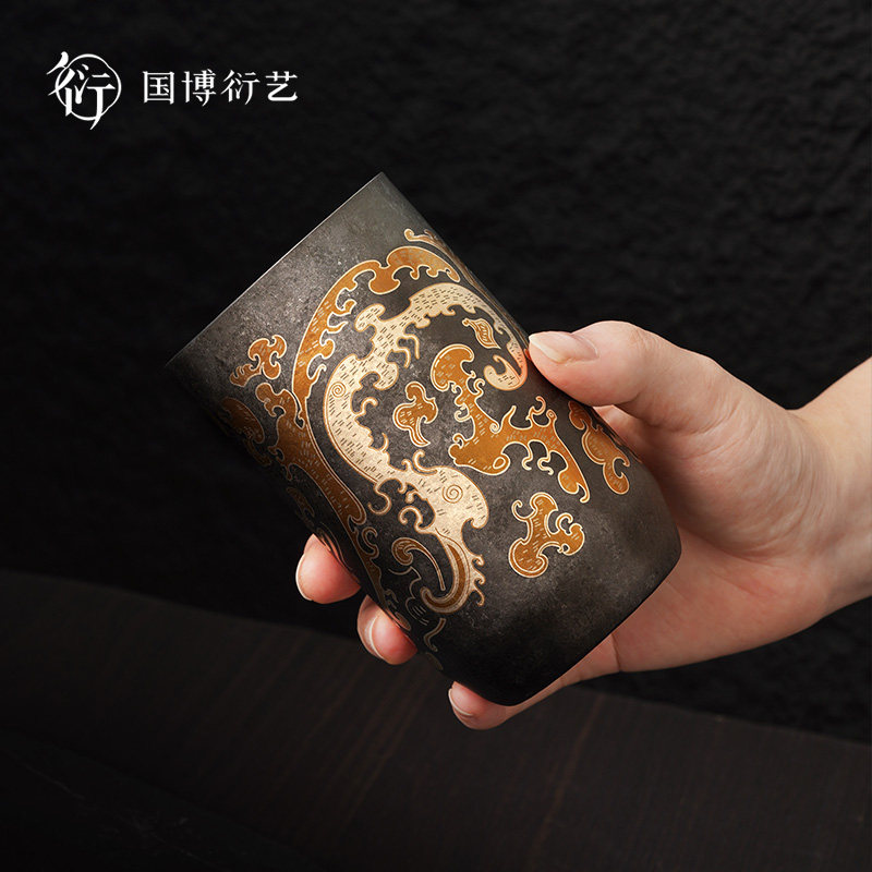 中国国家博物馆错金银云纹青铜犀尊钛杯高级水杯礼盒男生七夕礼物