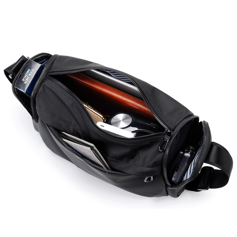 Catei Karrui单肩男包休闲潮牌大容量水桶包青年时尚斜挎拉链包邮 - 图2