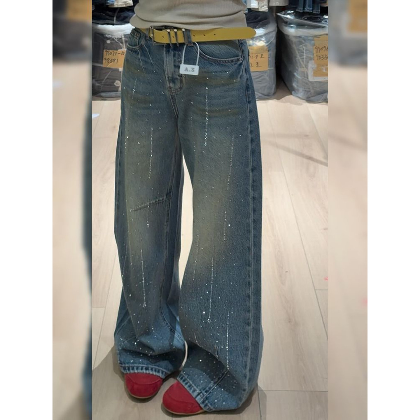 美式vibe复古小众设计感烫钻牛仔裤女2026新款辣妹宽松显瘦拖地裤,淘宝优惠券,粉丝福利购,淘宝优惠卷