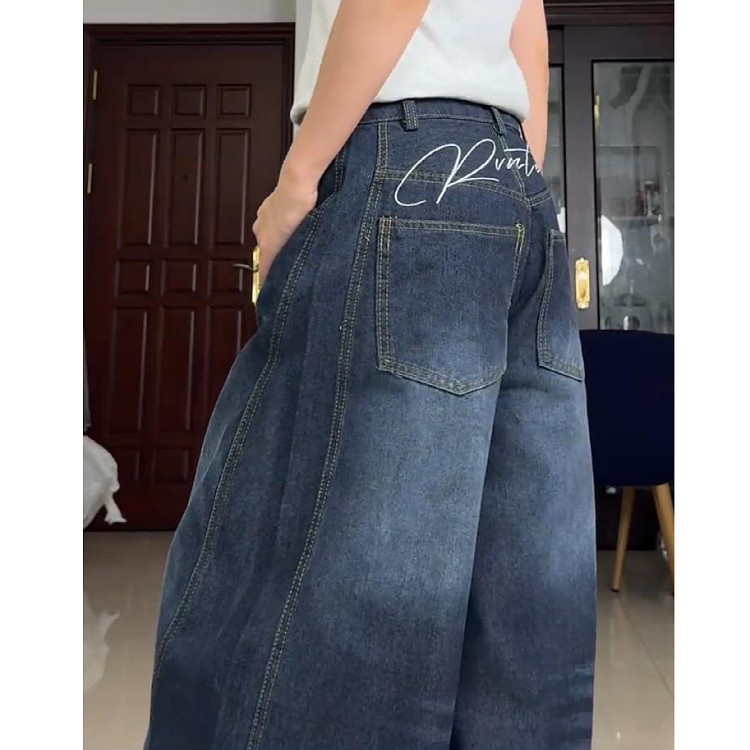大码美式vibe复古弯刀廓形牛仔裤女春2025小众水洗阔腿坠感拖地裤,淘宝优惠券,粉丝福利购,淘宝优惠卷