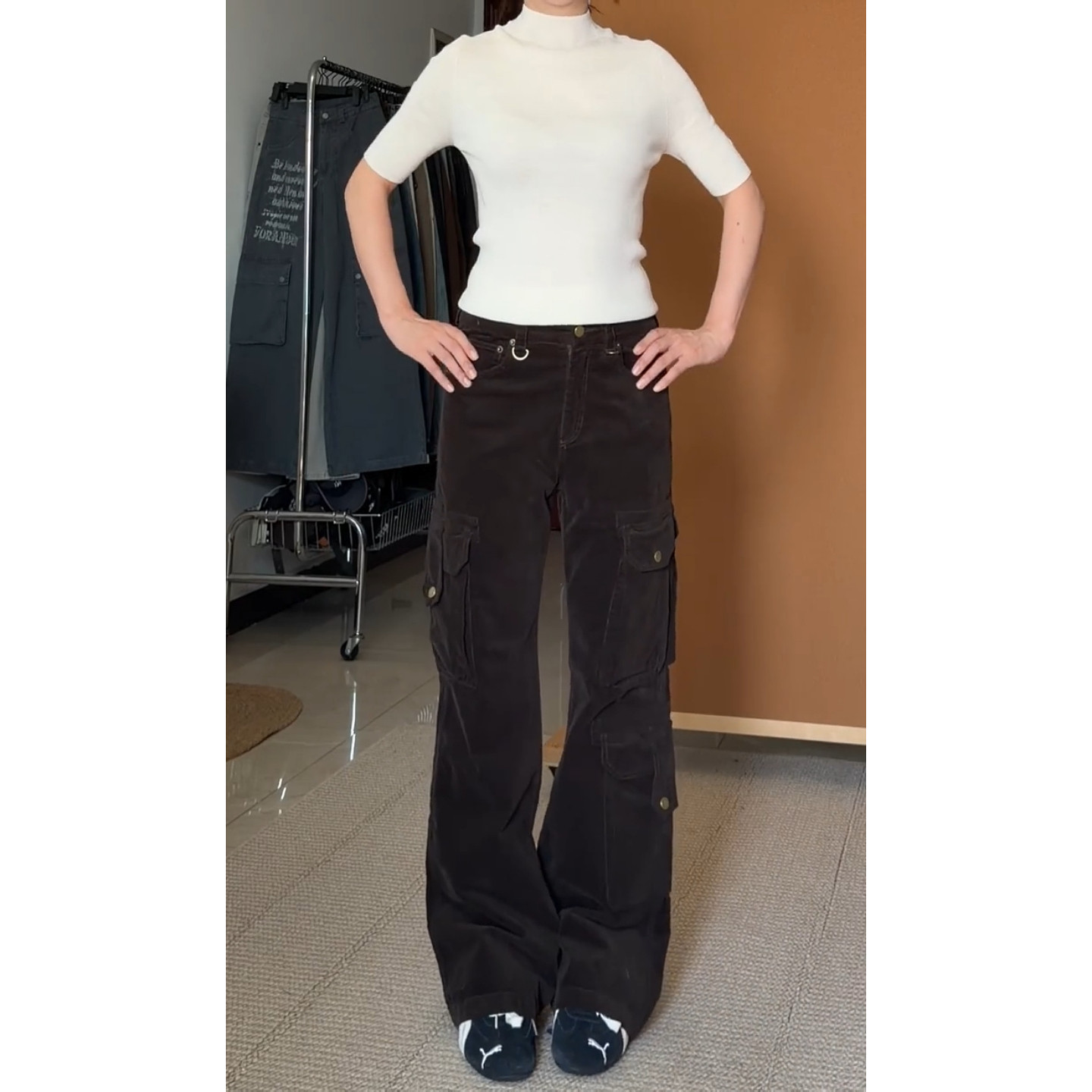 大码美式复古工装多口袋灯芯绒阔腿裤女高街宽松显瘦垂感休闲长裤,淘宝优惠券,粉丝福利购,淘宝优惠卷