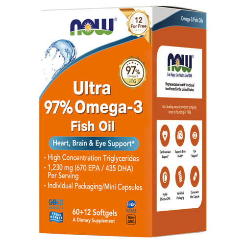 NOW鱼油软胶囊深海97高纯度omega3小颗粒女生DHA脑力EPA成人诺奥 - 图3