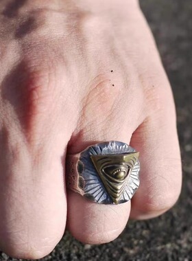 KOPOMETAL复古全知之眼戒指男