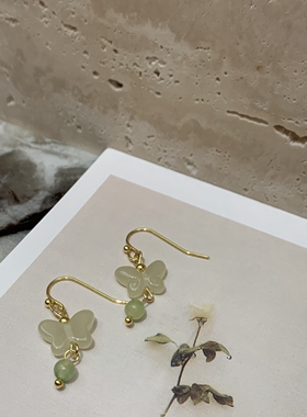 流苏旗袍手作汉服耳饰仿玉文艺