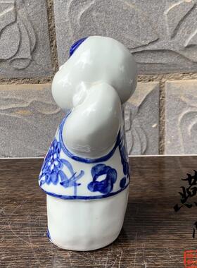 燕子瓷轩景德镇陶瓷器手绘青花人物雕塑童子乐客厅装饰摆件外贸瓷