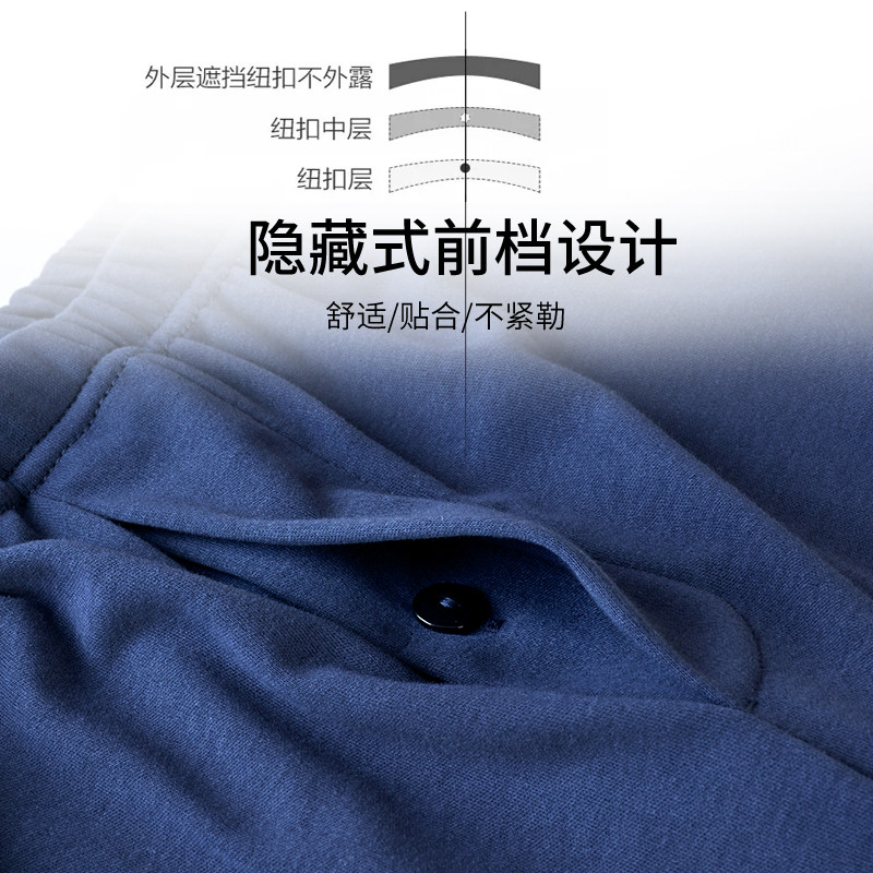 男士纯棉秋裤敞口保暖裤中老年加肥睡裤全棉宽松阔腿春秋棉毛睡裤
