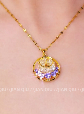 时尚圆形精致镂空网状锆石项链