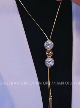 金色满钻转运珠气质毛衣链