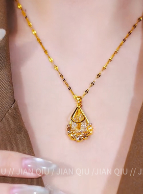 金色女王珍珠水滴锆石奢华项链